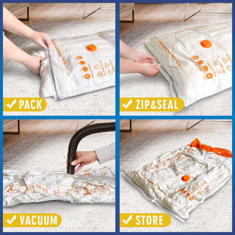 [Australia] - STORAGE MASTER Space Saver Bags for Travel and Home Reusable Vacuum Storage Bags Save 80% More Storage Space Work with Vacuum Cleaner (9 Combo) 9 Pack C 