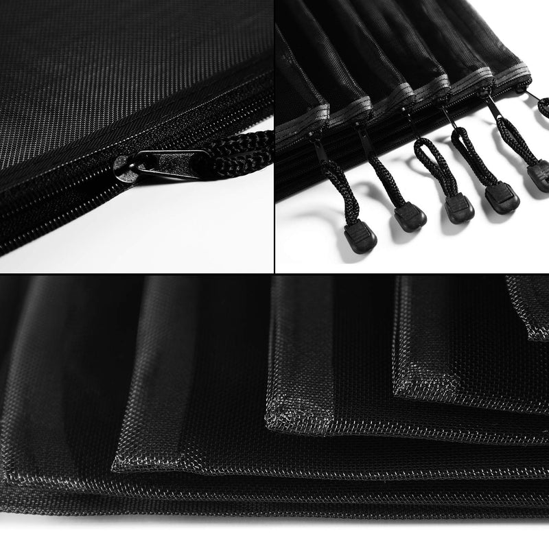 [Australia] - 15 Pieces Mesh Bags Black Mesh Zipper Pouch Makeup Bags Cosmetic Travel Organizer Bags Pencil Case, 9.5 x 7.1 Inches 