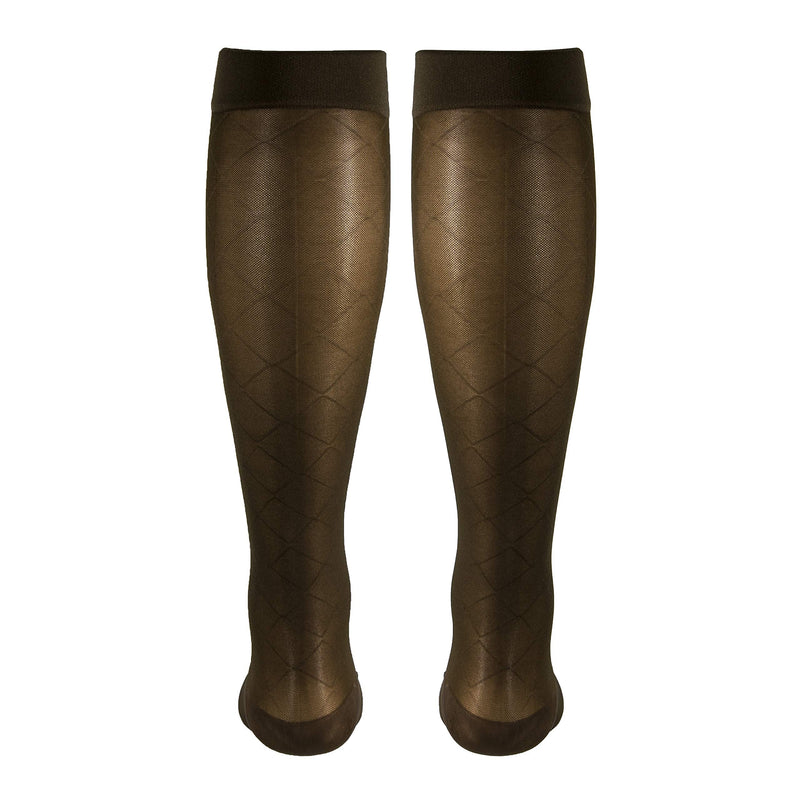 [Australia] - Truform Sheer Compression Stockings, 15-20 mmHg, Women's Knee High Length, Diamond Pattern, Espresso, Medium Medium (1 Pair) Espresso Diamond Pattern 