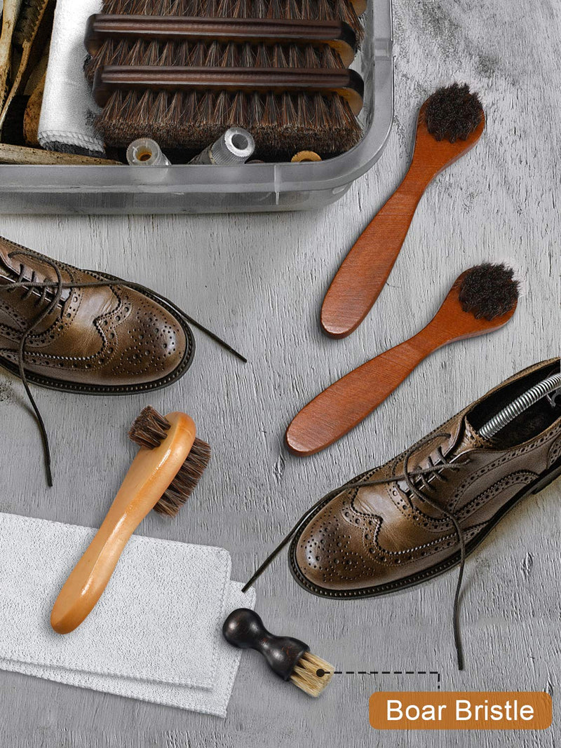 [Australia] - Youngjoy 6 Pieces Horsehair Shine Shoes Brush kit Polish Dauber Applicators Style B 