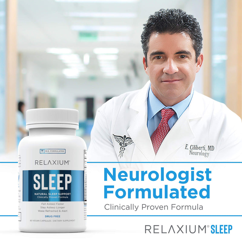 [Australia] - Relaxium Natural Sleep Aid | Non-Habit Forming | Sleep Supplement for Longer Sleep & Stress Relief w/ Magnesium, Melatonin, GABA, Chamomile, & Valerian (60 Vegan Capsules, 30 Day Supply) 