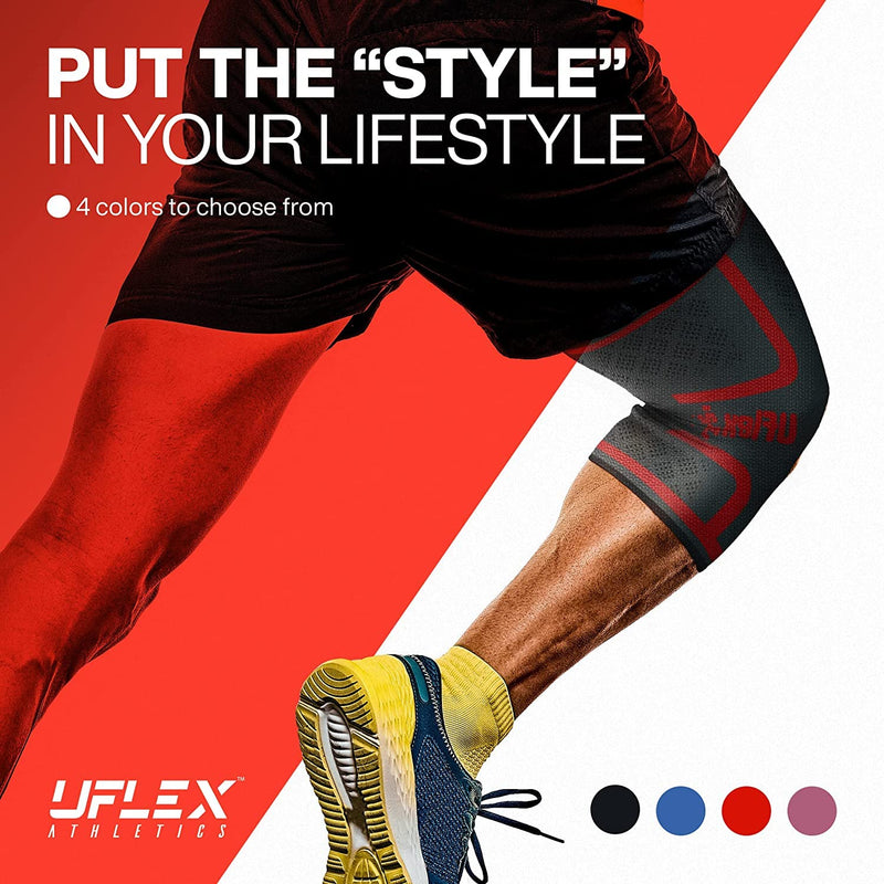 [Australia] - Uflex Athletics (Medium) Knee Compression Sleeve Support for Running, Jogging, Sports, Joint Pain Relief, Arthritis and Injury Recovery-Single Wrap Red M 