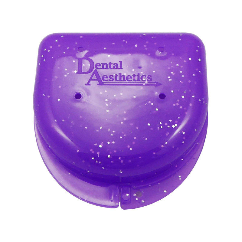 [Australia] - Sonic Cleaner, Retainer Case and Brush ~ Storage Case and Container for Soaking and Cleaning Ortho Retainers, Dentures and More. (Glitter Purple) Glitter Purple 