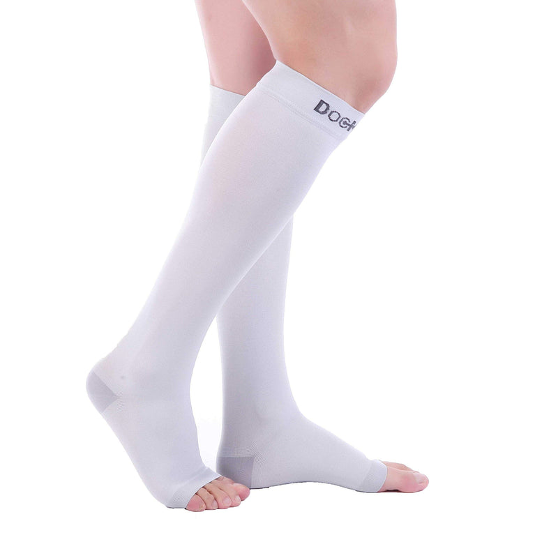 [Australia] - Doc Miller Open Toe Compression Socks 1 Pair 15-20 mmHg Firm Support Gray Large 