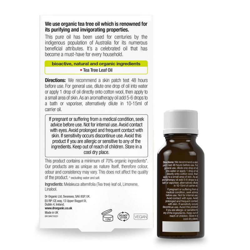 [Australia] - Dr Organic, Organic Tea Tree Pure Oil , Natural , Vegan , Cruelty Free , Paraben & SLS Free , 10ml 