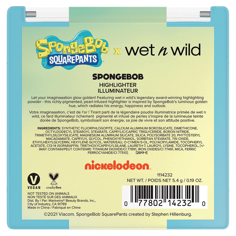 [Australia] - Wet n Wild Highlighter Squarepants Makeup Gold Shimmer Highlighter Makeup 1114232, SpongeBob, 0.19 Ounce 