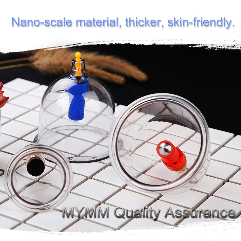 [Australia] - 12 Cupping Cups Sets Biomagnetic Traditional Professional Chinese Therapy Massage Cupping Set Household Pull Out Vacuum Cupping Kit/Chinese Massage Hijama Suction (12) 12 