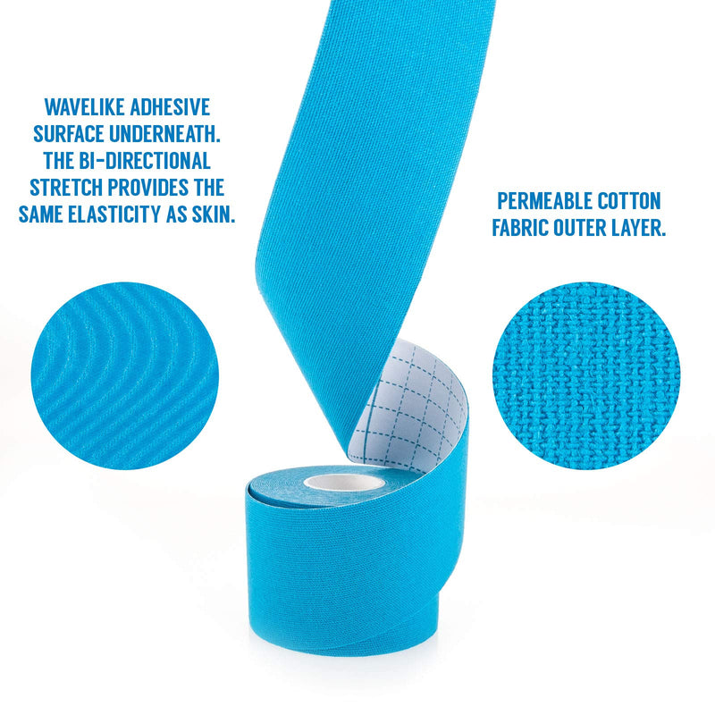 [Australia] - Proworks Kinesiology Tape | 5m Roll of Elastic Muscle Support Tape for Exercise, Sports & Injury Recovery Light Blue 