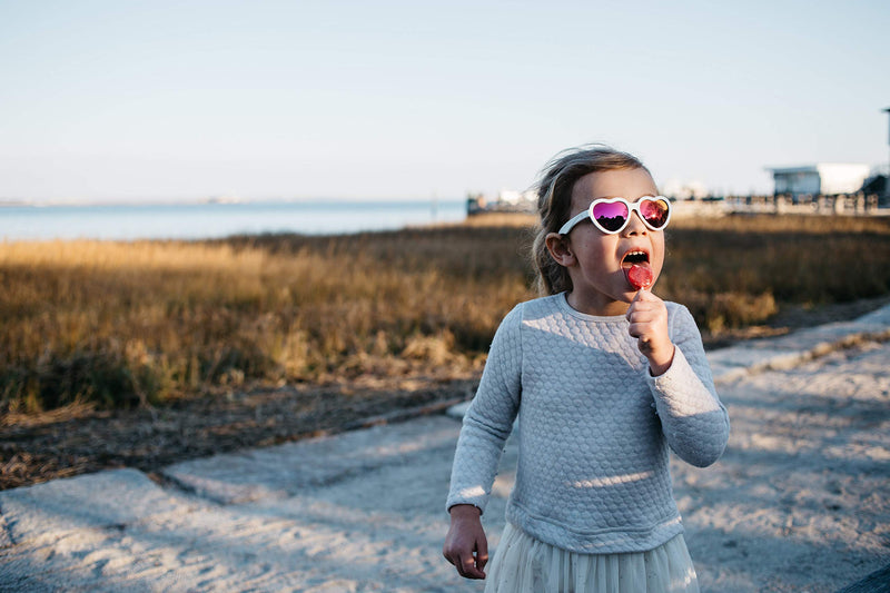 [Australia] - Babiators Blue Series Polarized UV Protection Children's Sunglasses Ages 3-5Y White Heart / Pink Mirror 