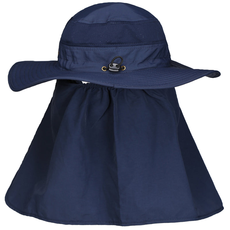 [Australia] - DDYOUTDOOR Summer Outdoor Sun Protection Fishing Cap Neck Face Flap Hat Dark Blue 