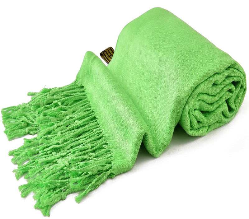 [Australia] - CJ Apparel Solid Colour Shawl Pashmina Scarf Wrap Shawls Pashminas Scarves (60+ colours) NEW One Size Bright Green 