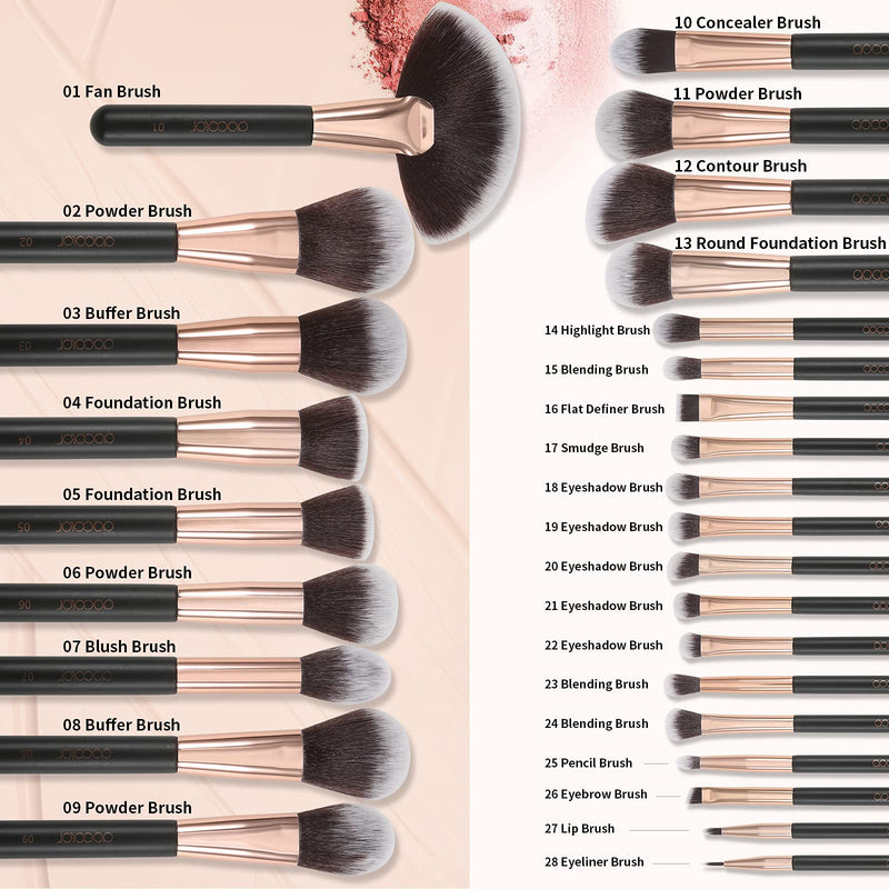 [Australia] - Docolor Makeup Brushes 28 Piece Professional Makeup Brush Set Premium Cosmetics Brushes Synthetic Kabuki Foundation Brush Blending Face Liquid Powder Cream Blush Concealers Eye Shadows Make Up Brushes 28 Piece Premium 