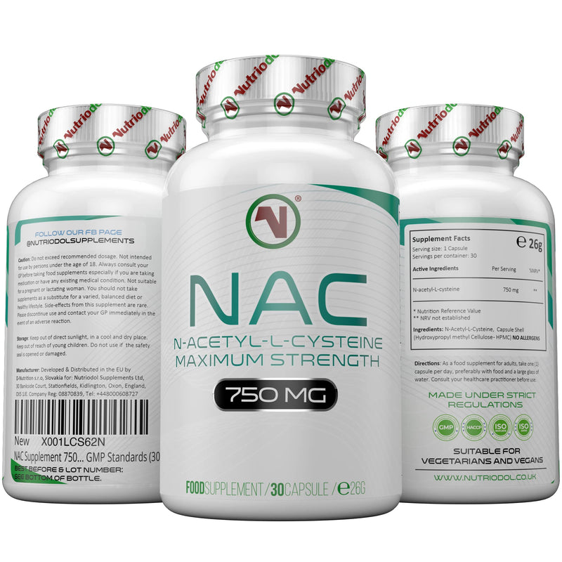 [Australia] - NAC Supplement 750mg | Vegan Capsules | N-Acetyl-Cysteine Amino Acid - High Bioavailability - Providing Non Toxic Stable Form of L-Cysteine - EU Made to ISO and GMP Standards (30) 30 Count (Pack of 1) 