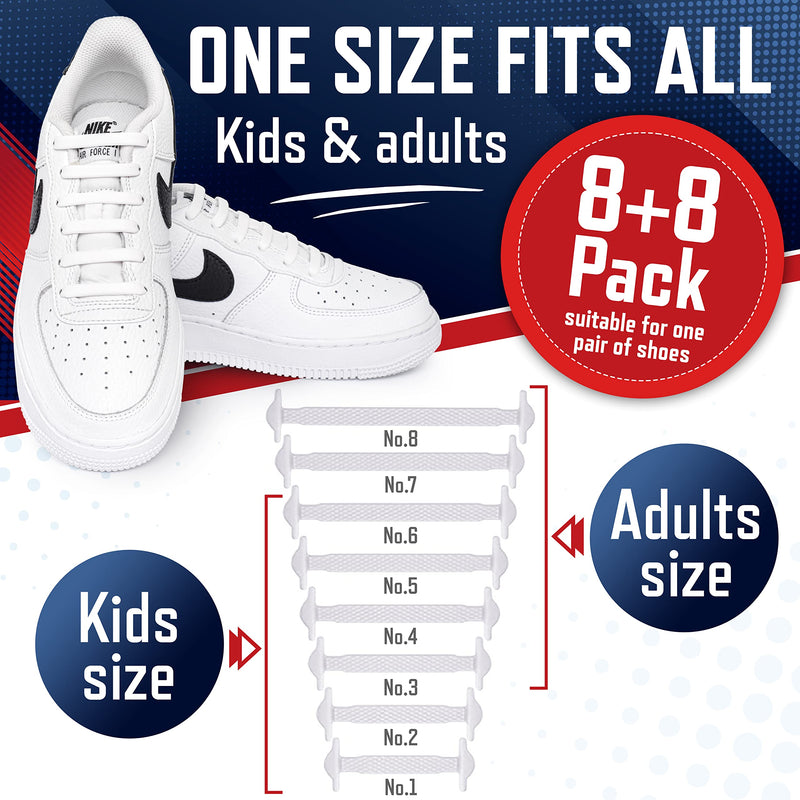 [Australia] - RECKNEY No Tie Shoe Laces for Kids and Adults, Elastic Laces for Trainers, Silicone Tieless Flat Shoelaces for Running Shoes Black 