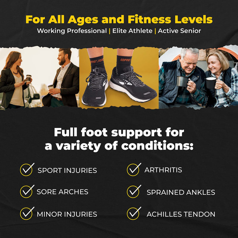 [Australia] - Foot Compression Sleeve - Plantar Fasciitis Socks for Arch Support, Achilles Tendonitis, and Foot Pain Relief - Toeless Socks For Everyday & Night Use - Copper-Infused Nylon by CopperJoint (Medium) Medium 