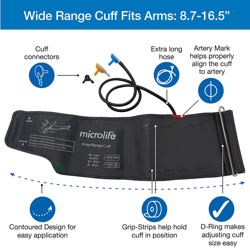 [Australia] - Microlife Wide-Range Replacement Blood Pressure Cuff for Upper Arms 8.7-16.5-Inch 