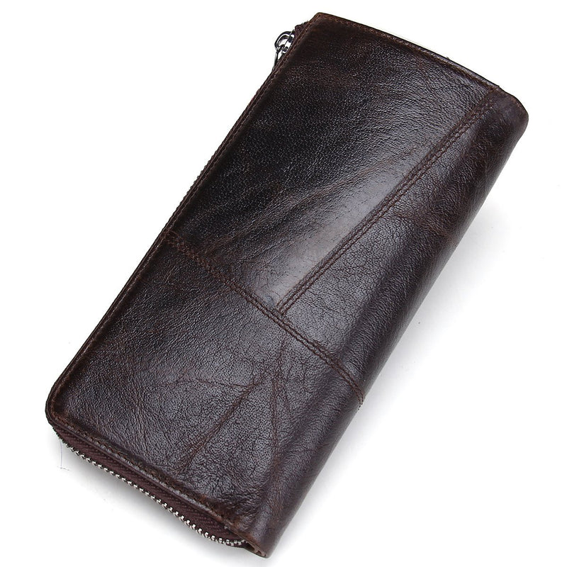 [Australia] - Contacts Men Genuine Leather Bifold Wallet Checkbook Organizer Card Case 12 Cards Dark Brown 