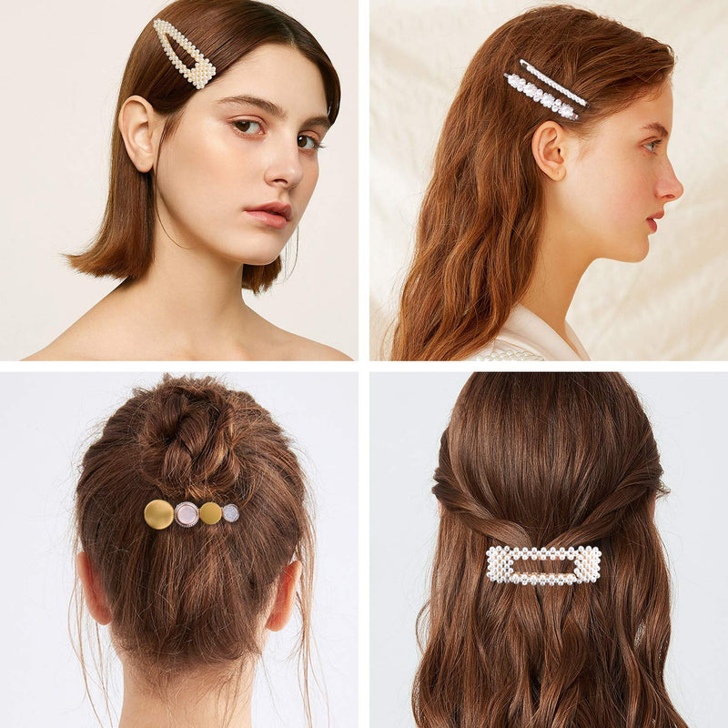 [Australia] - 20Pcs Pearl Hair Clips - Fashion Pearls Hair Barrettes Sweet Artificial Macaron Acrylic Resin Barrettes Hairpins for Women,Ladies and Girls Headwear Styling Tools Hair Accessories 