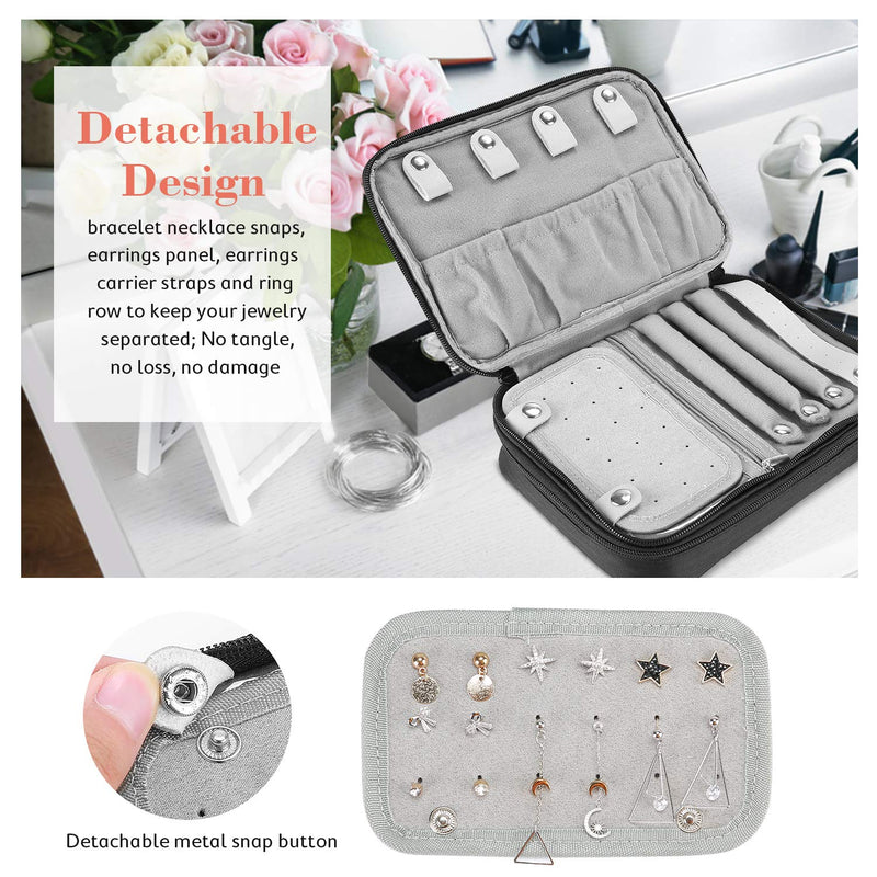 [Australia] - ProCase Travel Jewelry Case Organizer Bag for Women Girls Christmas Valentine's Day, Soft Padded Jewelry Carrying Pouch Portable Jewelry Storage Box Holder for Earrings Rings Necklaces Bracelets Chains 