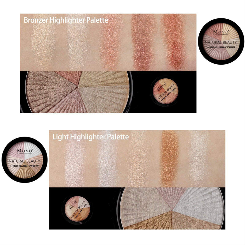 [Australia] - Highlighter Powder Makeup Palette – 5 Shades Lasting Shimmer Powder Face Illuminator Highlighter, Glow Bronzer Powder Waterproof Baked and Light Face Contour Highlight Palette, Cruelty Free (Bronzer) 