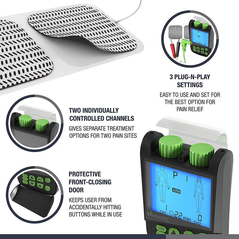 [Australia] - TENS Therapy Massager by Ultima OTC - Electric Muscle Contraction Stimulator for Electrotherapy Pain Relief - Massage Unit and Pain Therapy Device (White) 