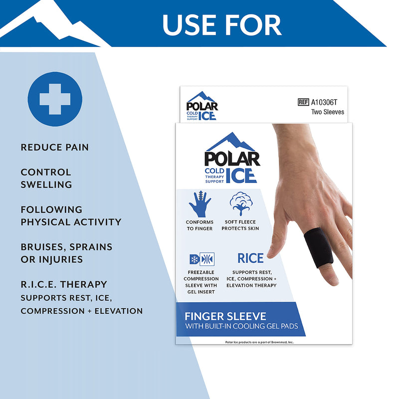 [Australia] - Polar Ice® Finger Sleeve, Universal Size – Patented Design Prevents Finger Joint Stiffness – Built-in Cooling Gel Pad – Designed to Support Sprains, Strains, & Sports Injuries 
