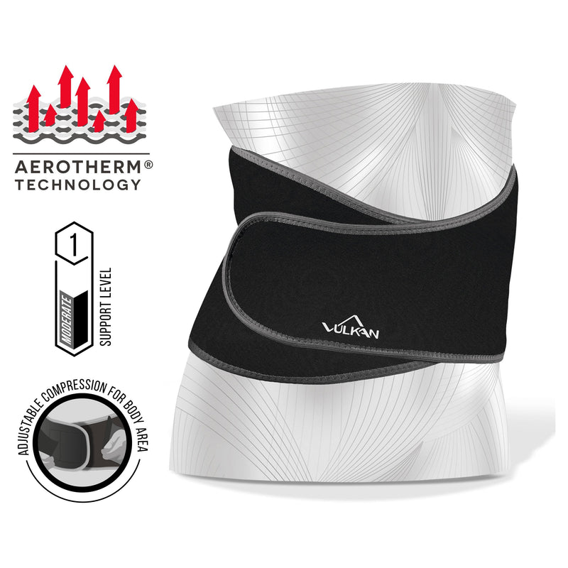 [Australia] - Vulkan Classic Back Support, One Size, Universal Fitting Lumbar Support Brace for Muscle Pain and Posing, Lower Back Belt for Lumbosacral Stability, Braces 