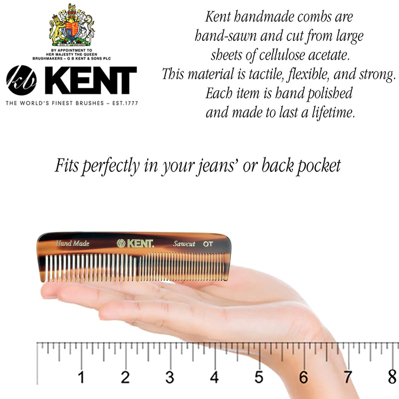 [Australia] - Kent Handmade Coarse and Fine Toothed Pocket Comb for Men, 11 cm, 1 Count (Pack of 1) 