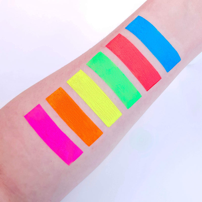 [Australia] - UV Glow Neon Face and Body Paint Set of 6 Tubes - Fluorescent - Brightest glow under UV! 