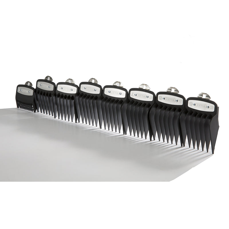 [Australia] - Wahl Professional Premium Cutting Guides #37-500 – /8” to ” – Fits All Full Size Wahl Clippers (Excludes Detachable Blade Clippers) – Black, (Pack of 8) 