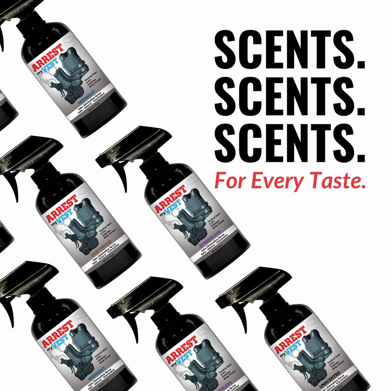 [Australia] - Arrest My Vest Military and Police Grade Odor Eliminating Spray for Body Armor Odor, Tactical Gear. Safe on K9's. Triple Pack of Assorted Fragrances 1 Unscented, 1 Midnight and 1 Driftwood Bottles 