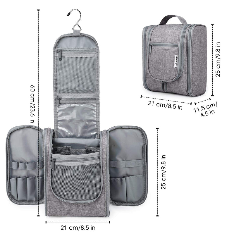 [Australia] - Hanging Travel Toiletry Bag Cosmetic Make up Organizer for Women and Men (Grey-2) 