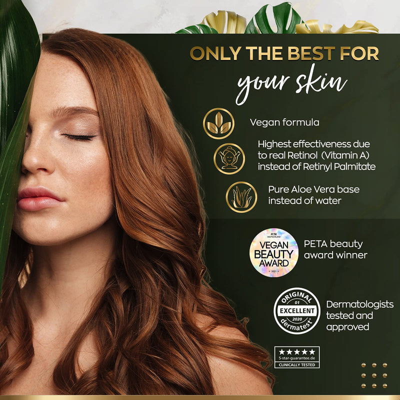 [Australia] - Organic Retinol Serum -100ml Bottle Advanced Retinol Delivery System + Vitamin C Complex w/ Aloe Vera, Hyaluronic Acid, & Vitamin E - Anti-Aging Vegan Skin Care 