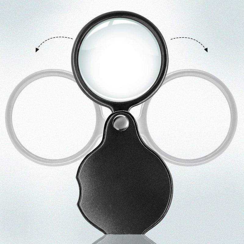 [Australia] - Wapodeai 2pcs 10x Small Pocket Magnify Glass Premium Folding Mini Magnifying Glass with Rotating Protective Sheath, Apply to Reading, Science, Jewelry, Hobbies, Books, 1.96in 