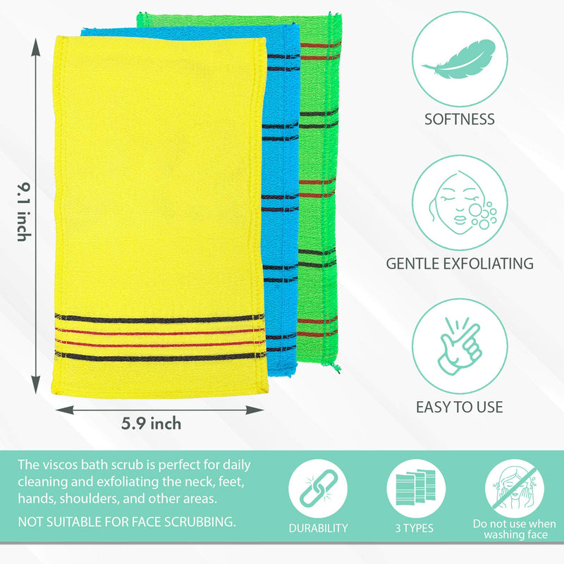 [Australia] - Korean Asian Exfoliating Cloth Mitt - Large Viscos Italy Bath Towel, Body Scrubbing Scrub Washcloth, 5 pcs 