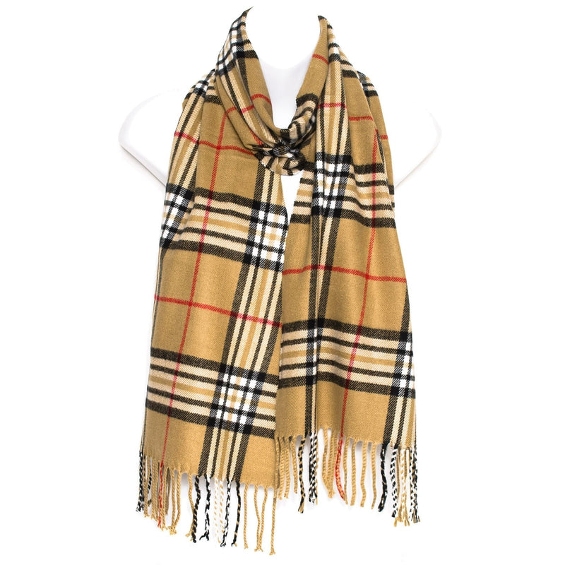 [Australia] - HatToSocks Super Soft Classic Check Plaid Winter Scarf for Men and Women - Warm and Stylish Camel 
