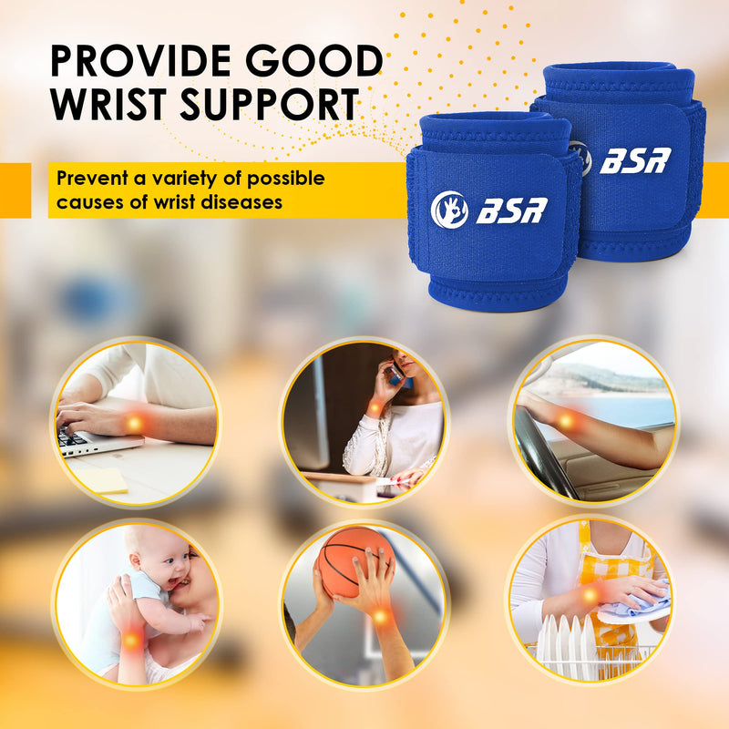 [Australia] - 2 Pack Carpal Tunnel Wrist Brace for Women and Men: Wrist Wraps for Fitness | Wrist Support Prevention Wrist Pain, Sprains, Sports Injuries | Adjustable Wrist Strap, Suitable for Various Wrist Sizes Blue 