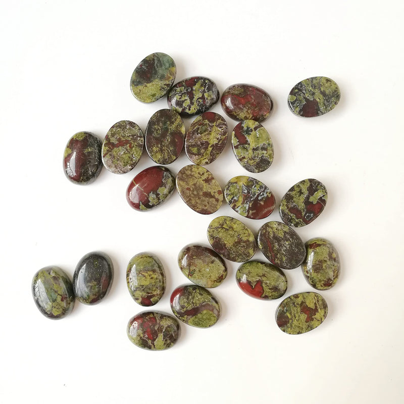 [Australia] - Manekieko 7 Pcs Natural Dragon Blood Jasper Oval Cabochons Flatback Crystal Stone Gemstones Beads for Jewelry Making DIY,18x13mm 