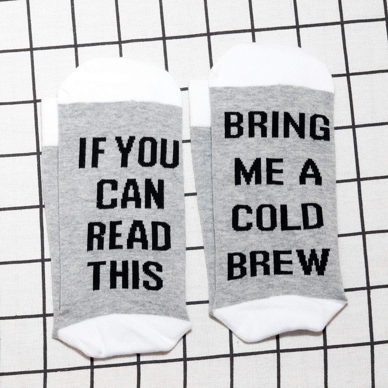 [Australia] - PYOUL 2 Pairs Cold Brew Lover Socks Coffee Lover Gift If You Can Read This Bring Me A Cold Brew Socks 