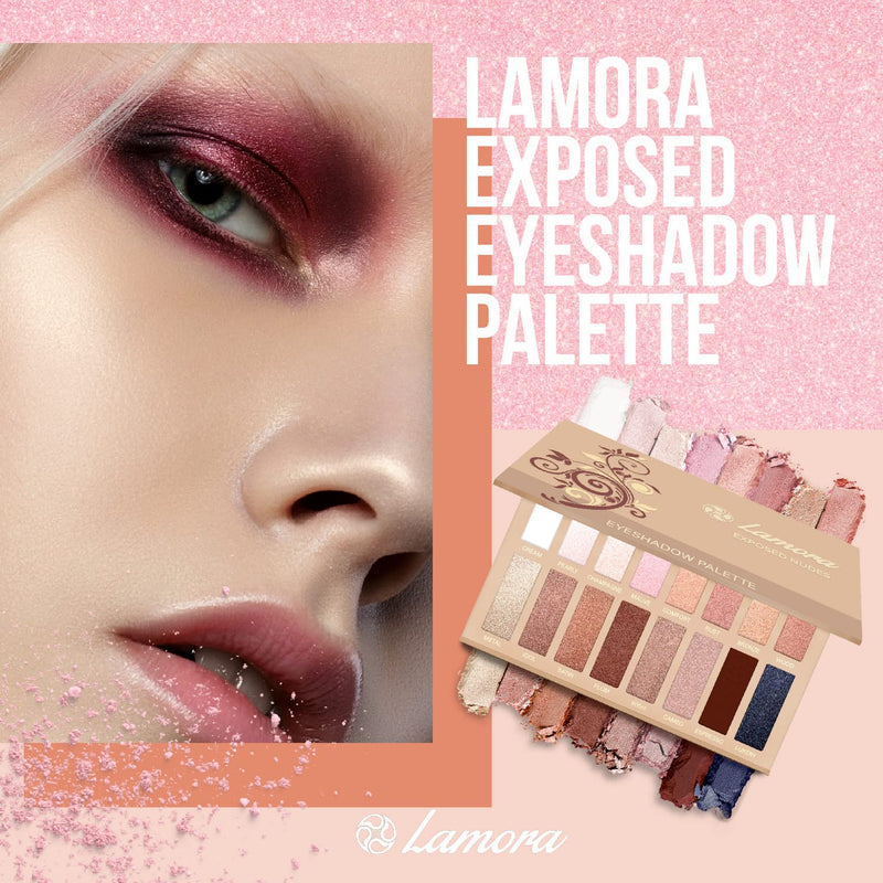[Australia] - Best Pro Eyeshadow Palette Makeup - Matte + Shimmer 16 Colors - Highly Pigmented - Professional Nudes Warm Natural Bronze Neutral Smoky Cosmetic Eye Shadows - Lamora Exposed Nude Exposed 