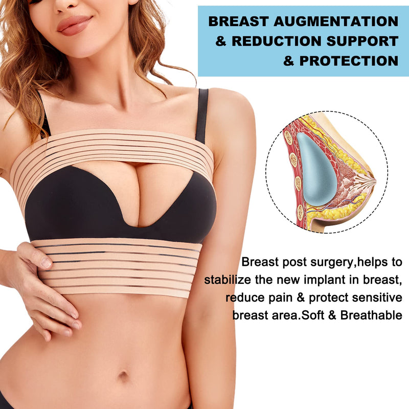 [Australia] - SCARBORO Breast Bands for Women Post Surgery Breast Implant Stabilizer Band Compression Breast Augmentation and Reduction Strap Medical Chest Support Band for Large Breast Exercise XS-Small Beige 