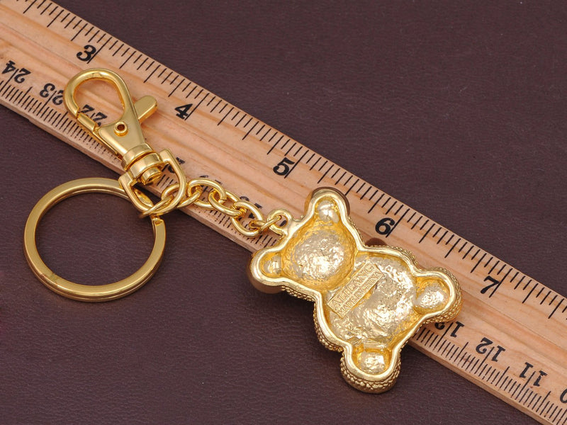 [Australia] - Alilang Womens Golden Tone Clear Rhinestones Teddy Bear Key Chain 