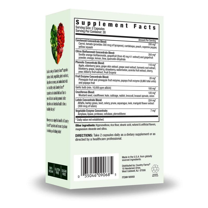 [Australia] - Country Farms Super Fruit and Veggies Capsules, 30 Fruits and Vegetables, 30 Servings, 60 Count (Pack of 1) 