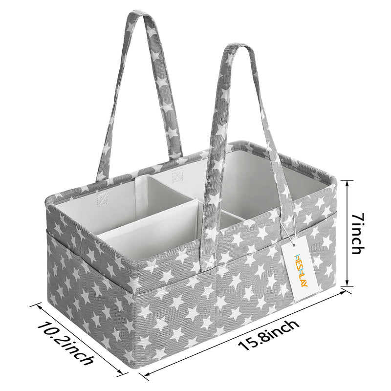 [Australia] - Heshlay Nappy Caddy - Sturdy Baby Diaper Organiser with Waterproof EVA on Polyester - Bag Storage for Storing Maximum Baby Supplies (Grey) Diaper Caddy (Grey) 