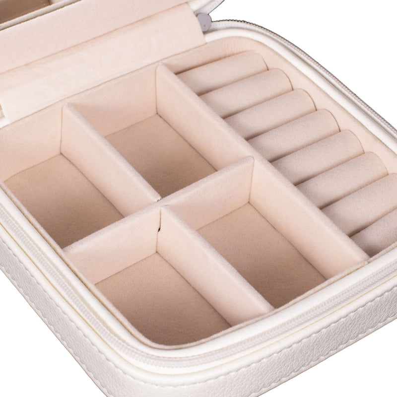 [Australia] - Mele & Co. Dana Travel Jewelry Case in Faux Leather (Ivory) Small Ivory 