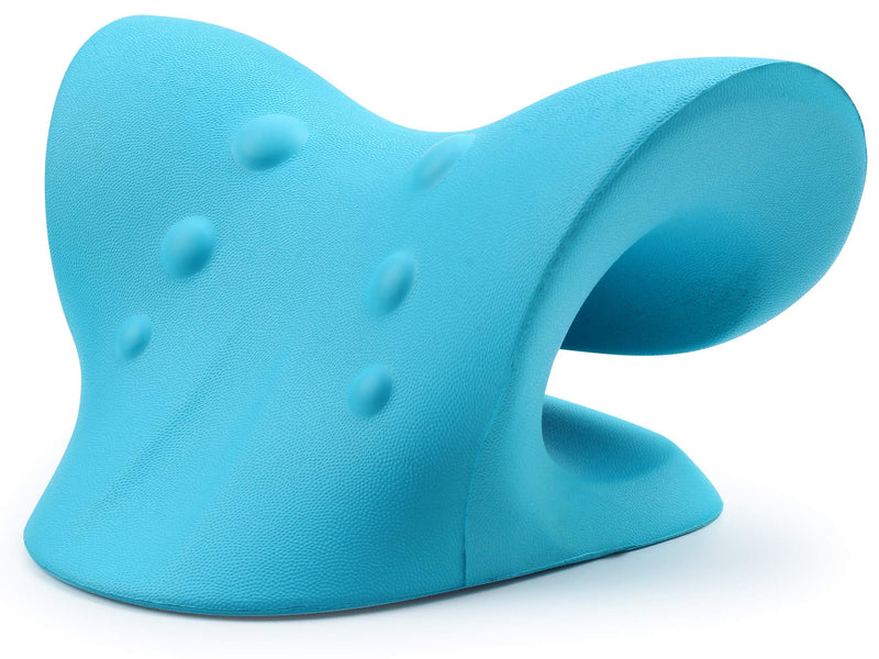 [Australia] - Neck and Shoulder Relaxer, Cervical Traction Device for TMJ Pain Relief and Cervical Spine Alignment, Chiropractic Pillow Neck Stretcher(Blue) Blue 