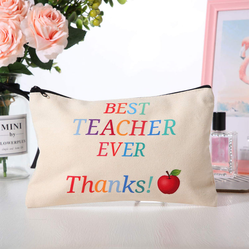 [Australia] - 10 Pieces Teacher Gifts Bag Cosmetic Bags Teacher Makeup Pouch Pencil Bag Travel Toiletry Case with Zipper for Teacher Appreciation Gifts (Best Teacher Ever) 