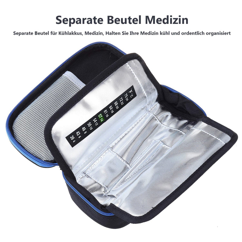 [Australia] - Parateck Oxford Fabric Medical Travel Cooler Bag Insulin Cooling Case with 2 Ice Packs for Diabetics Medication Cool (Black) Black 