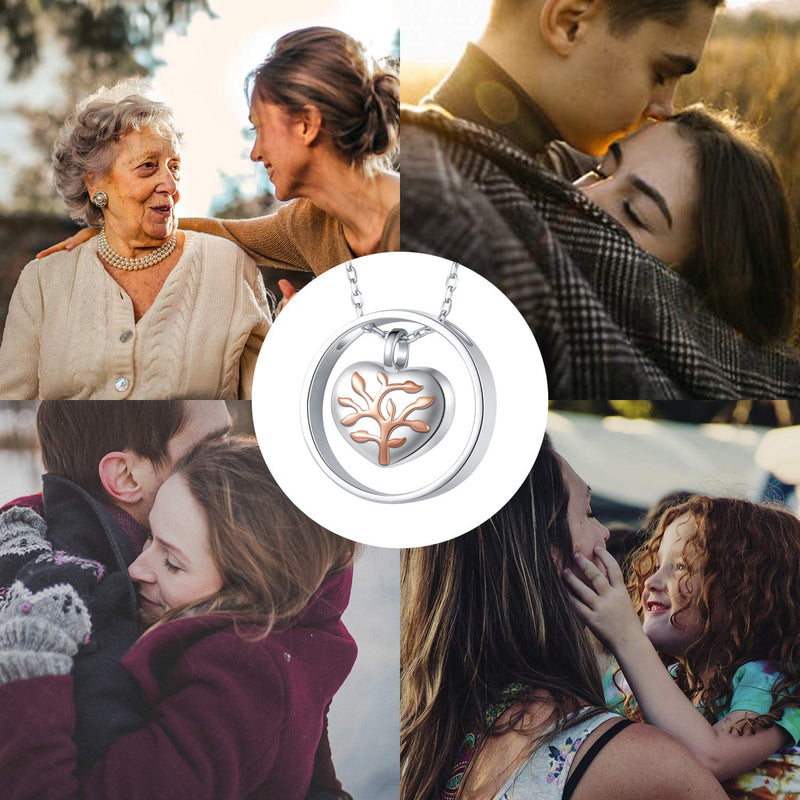 [Australia] - FREECO Cremation Jewelry S925 Tree of Life Heart Sterling Silver Keepsake Memorial Urn Necklace for Ashes for Women Girls 