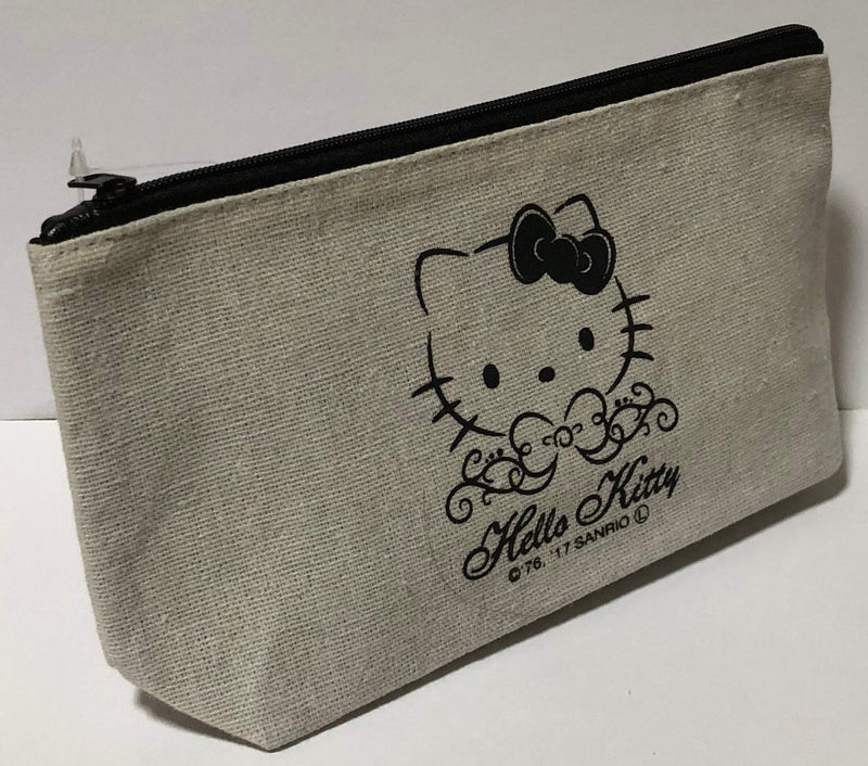 [Australia] - Sanrio Hello Kitty Pencil Case Bag Pouch Canvas Stationary Makeup Cosmetic Bag (Black) 